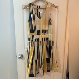 Maeve Anthropologie Otta dress yellow geo print drop waist silk blend size 4